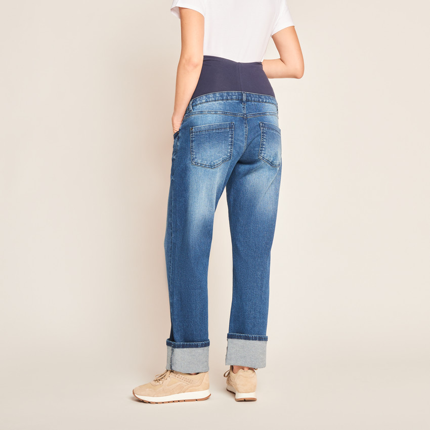 Jeans large à ourlet de grossesse avec bandeau haut 