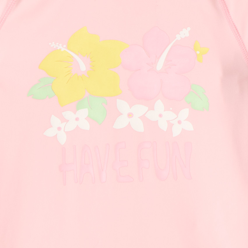 T-shirt met lange mouwen anti-UV SPF 50+ hibiscus print voor meisjes 
