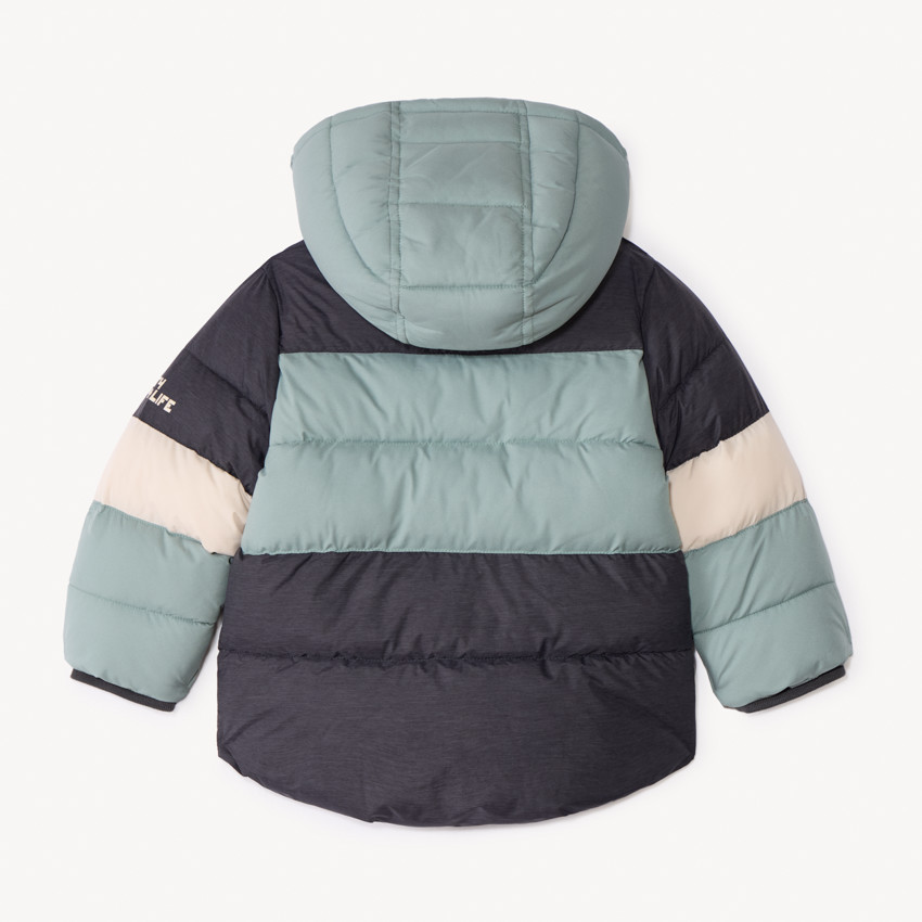 Gewatteerde donsjas met colorblock-effect voor babyjongens 