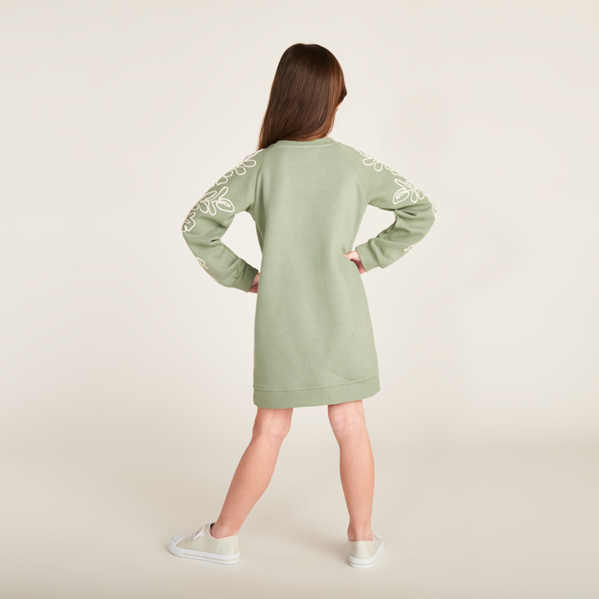 Sweatjurk van fleece met bloemenkoord voor meisjes 
