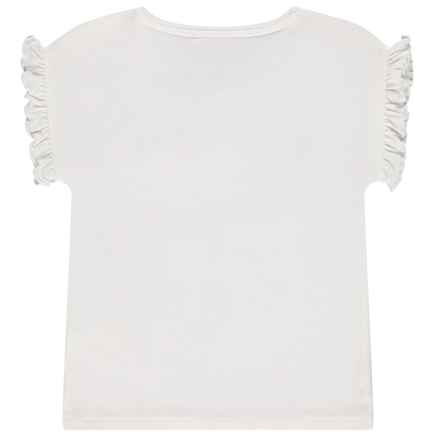 T-shirt manches courtes volantées avec print fantaisie pour fille 