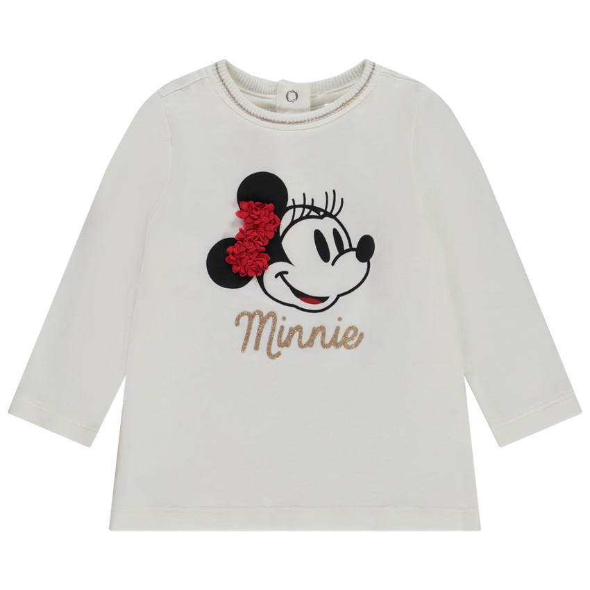 T-shirt met lange mouwen print Minnie Disney met bloemblaadjes voor babymeisje 
