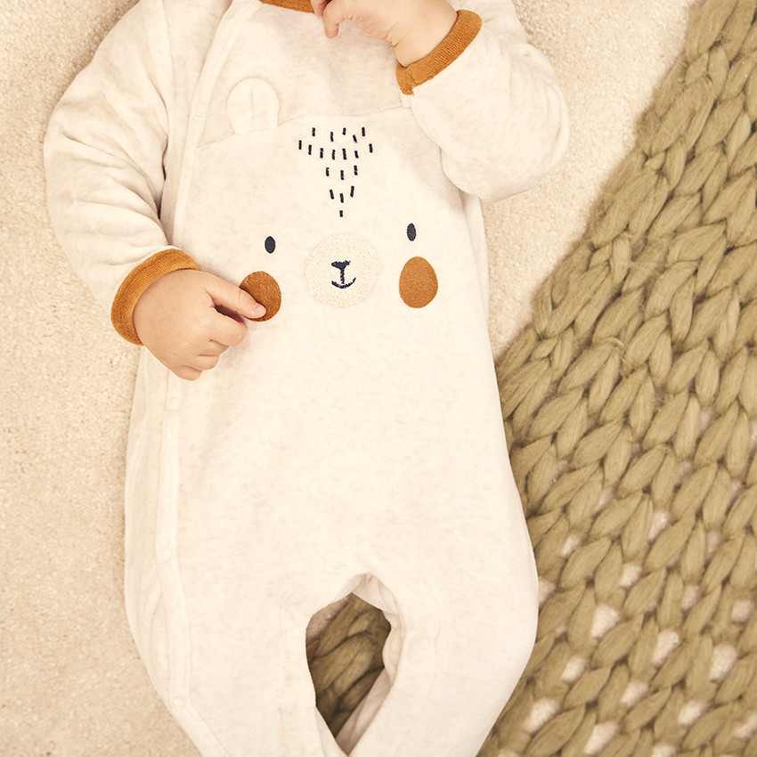 Dors-bien en velours chiné visuel ludique pour bébé garçon 