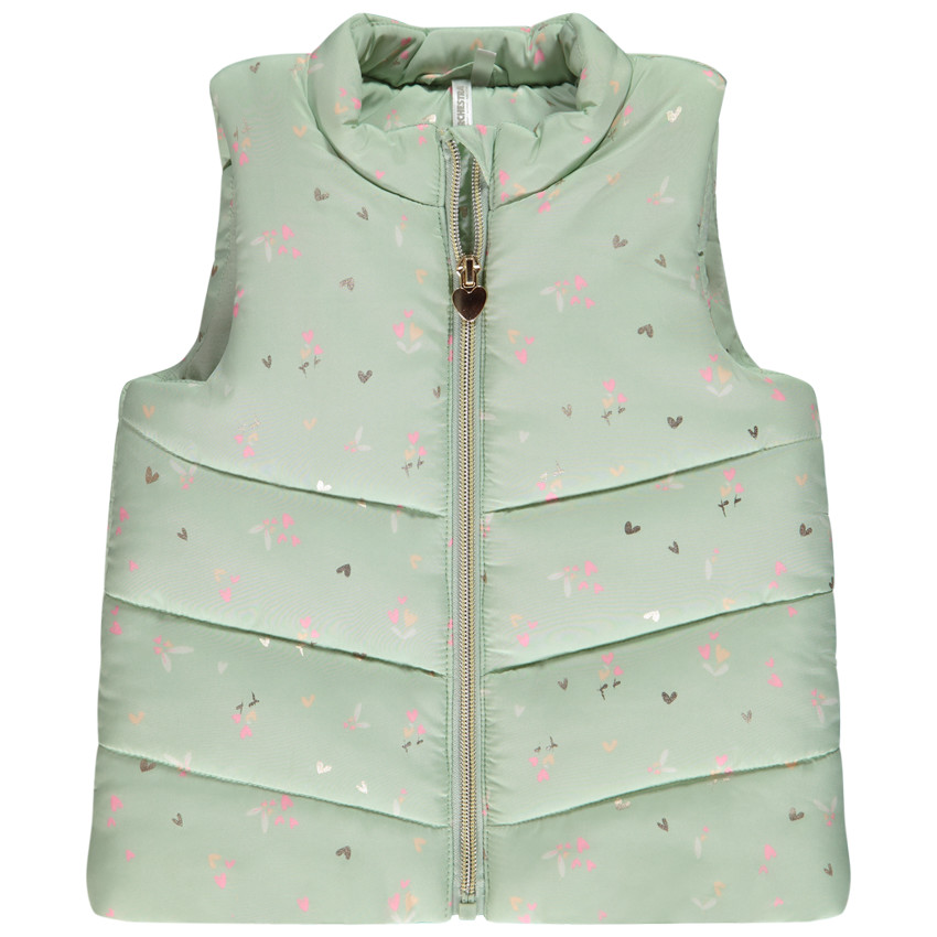 Donsjas zonder mouwen met bloemen/harten voor baby meisje 