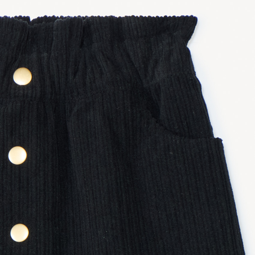 Jupe en velours côtelé avec boutons décoratifs pour fille 