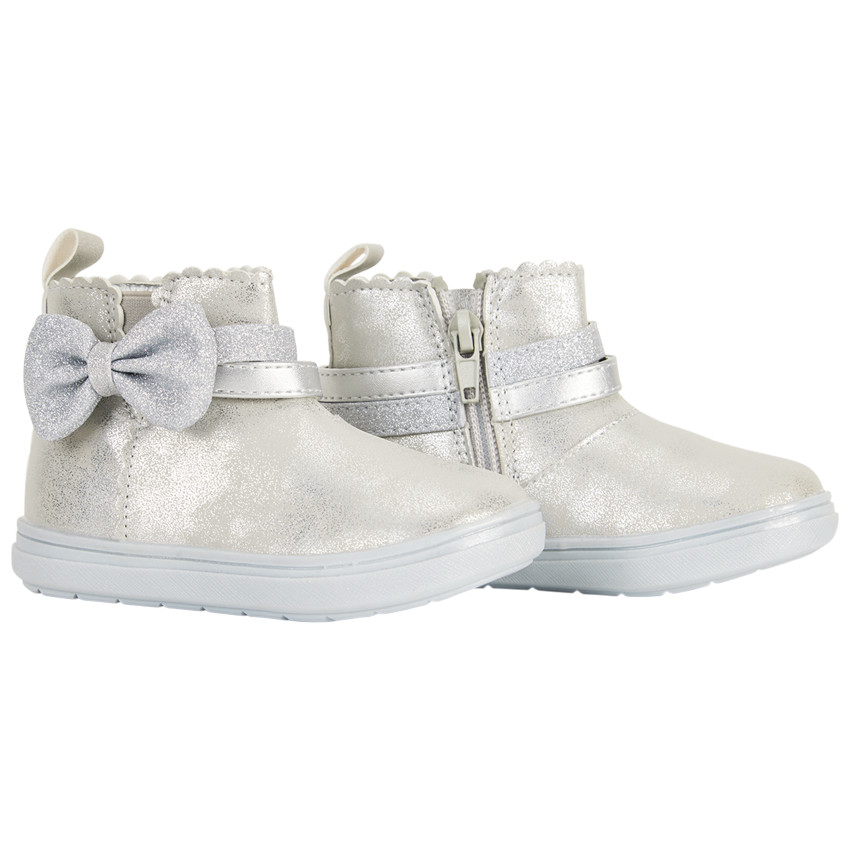 Booties in zilver met fantasieknoop voor meisjes 