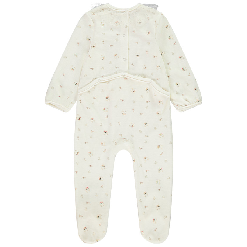 Pyjama in fluweel met prinsessenprint en tule kraag voor meisjes met verschillende openingen afhankelijk van de leeftijd 