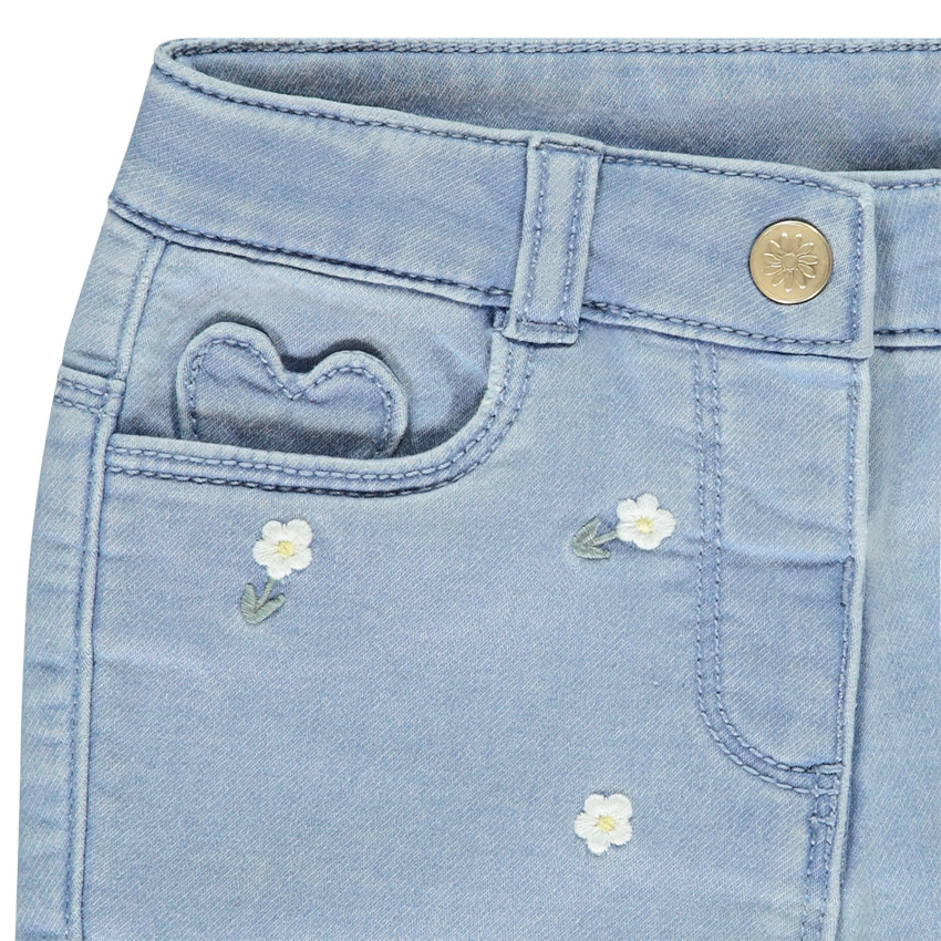 Short effect denim met borduursel fantasie voor baby meisje 