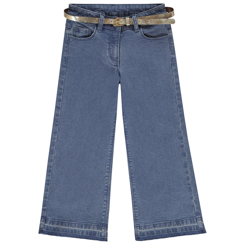 Jean jambes larges avec ceinture brillante pour fille 