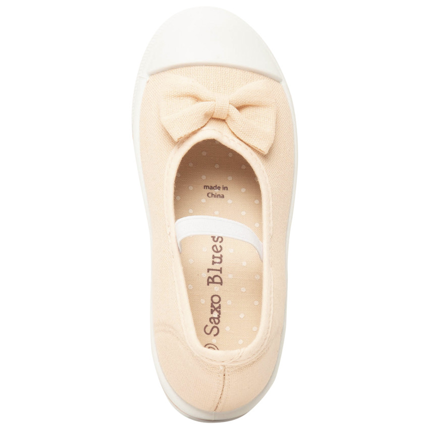 Babies nude en toile avec nœud et lanière élastiquée pour fille 