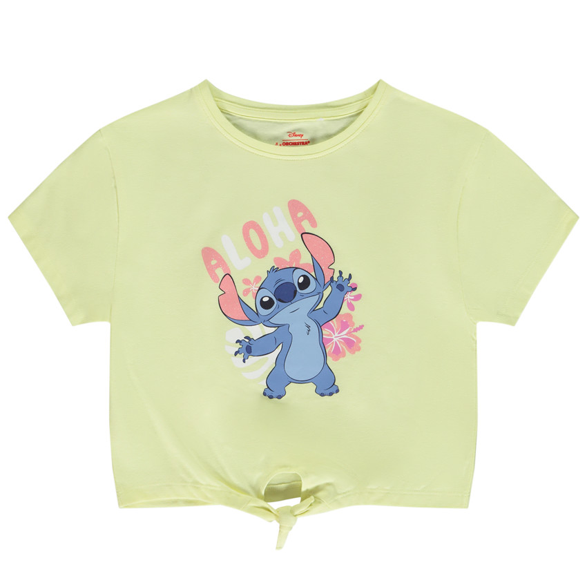 T-shirt manches courtes à nouer print Stitch Disney pour fille 