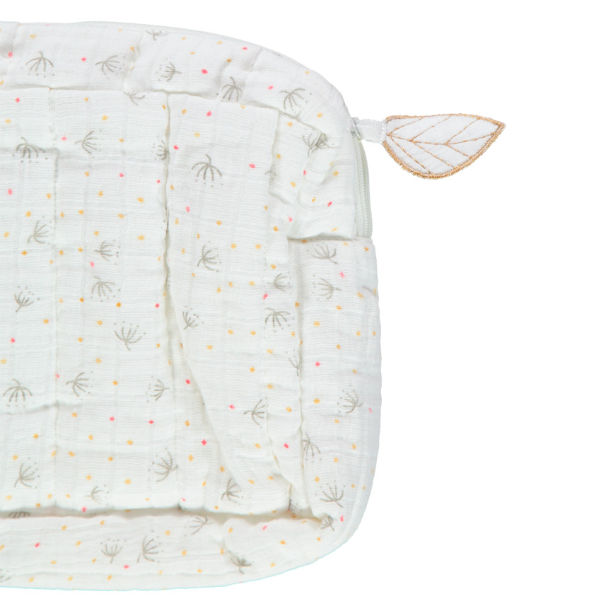 Trousse de toilette en gaze de coton imprimé végétal 