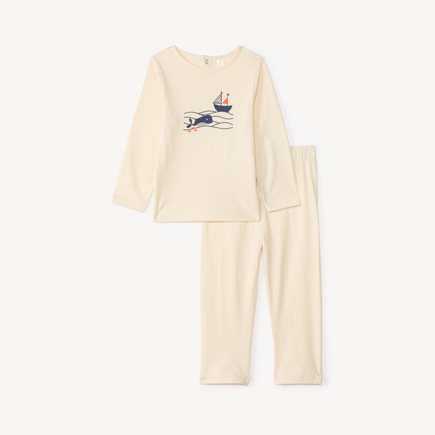 Set pyjama lange van bedrukt jersey voor jongen. 