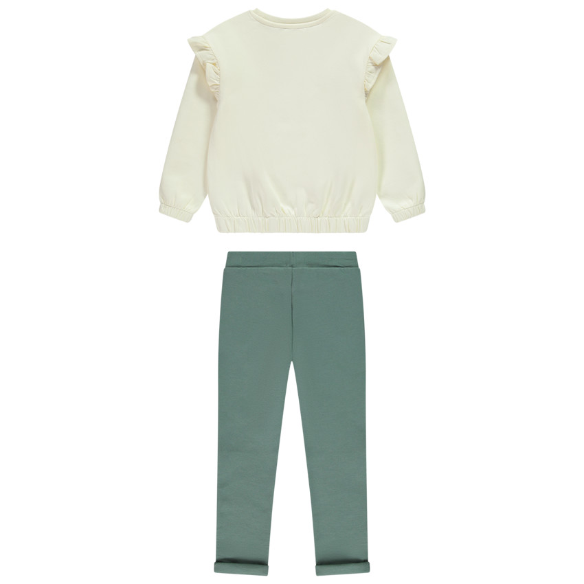 Joggingset van molleton met strass en volant voor meisjes 