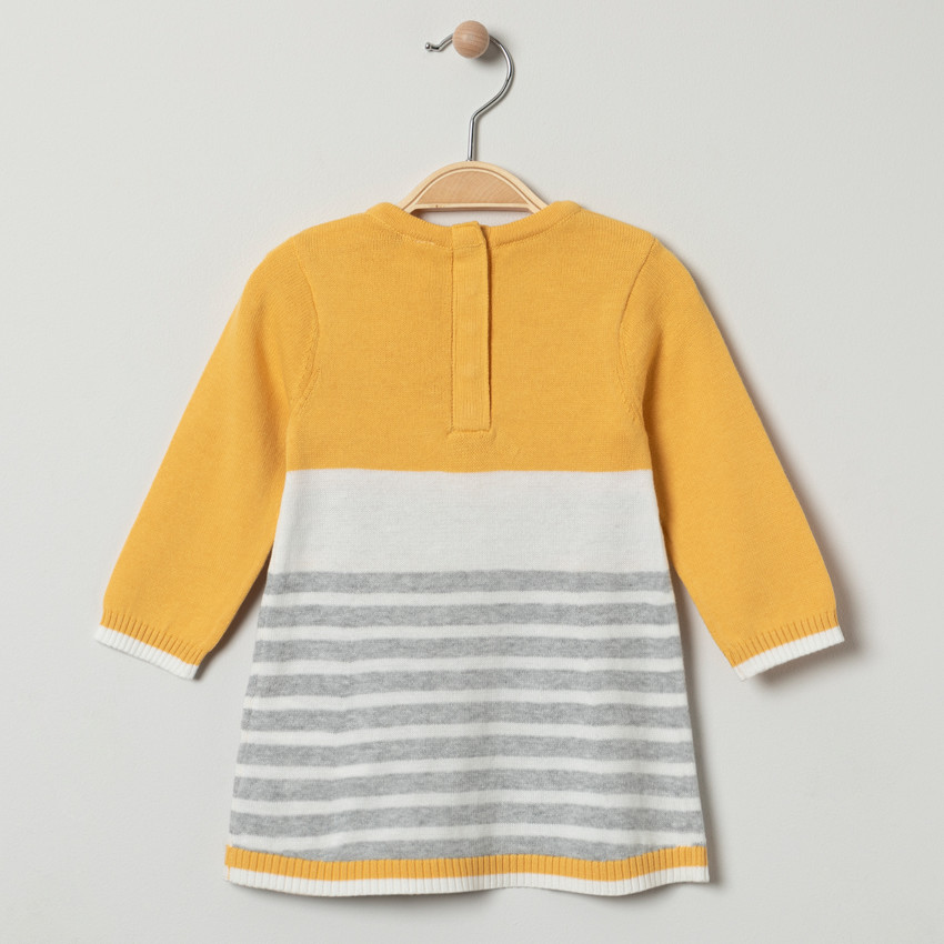 Jurk van tricot met lange mouwen en konijntjesmotief voor babymeisjes 