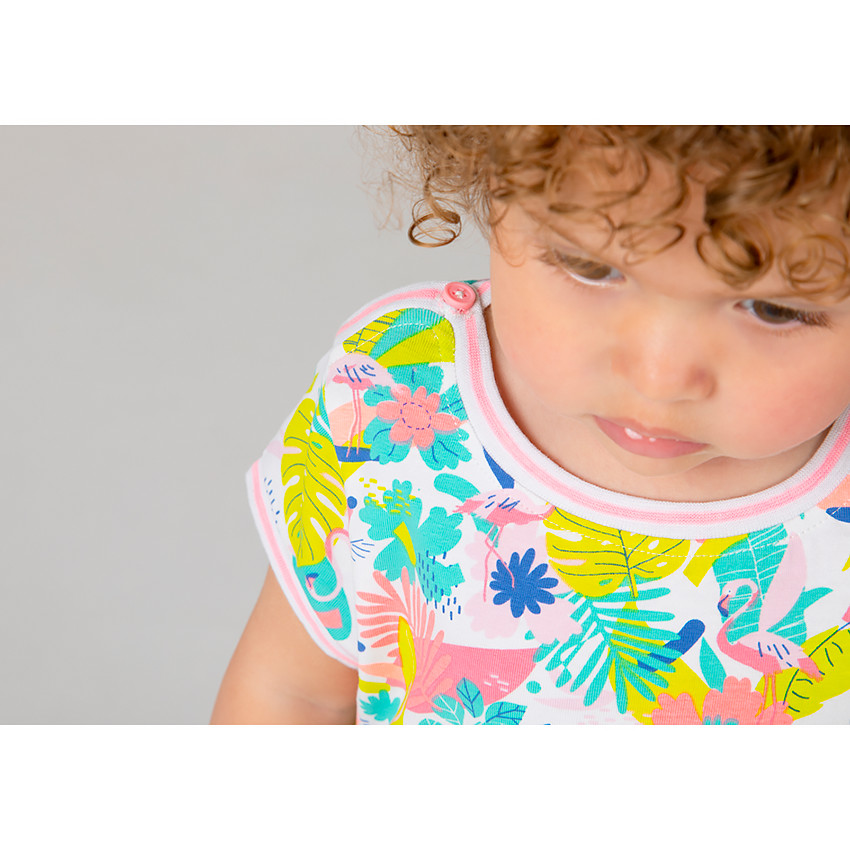 Robe manches courtes imprimé tropical pour bébé fille 