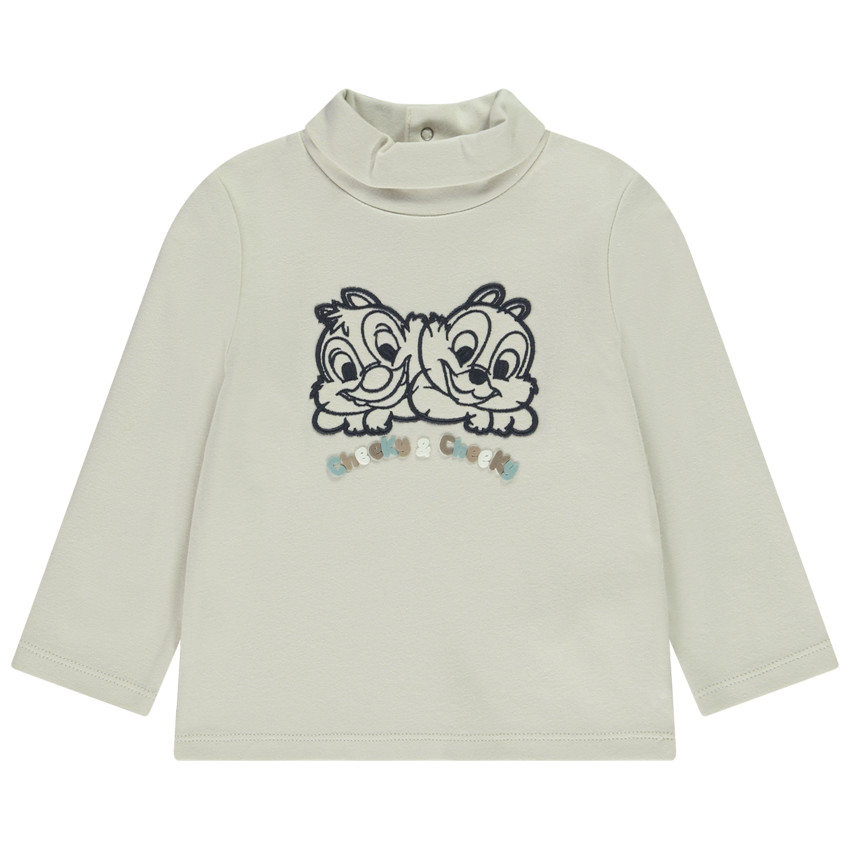 Sous-pull uni col cheminée avec print Tic & Tac Disney pour bébé garçon  