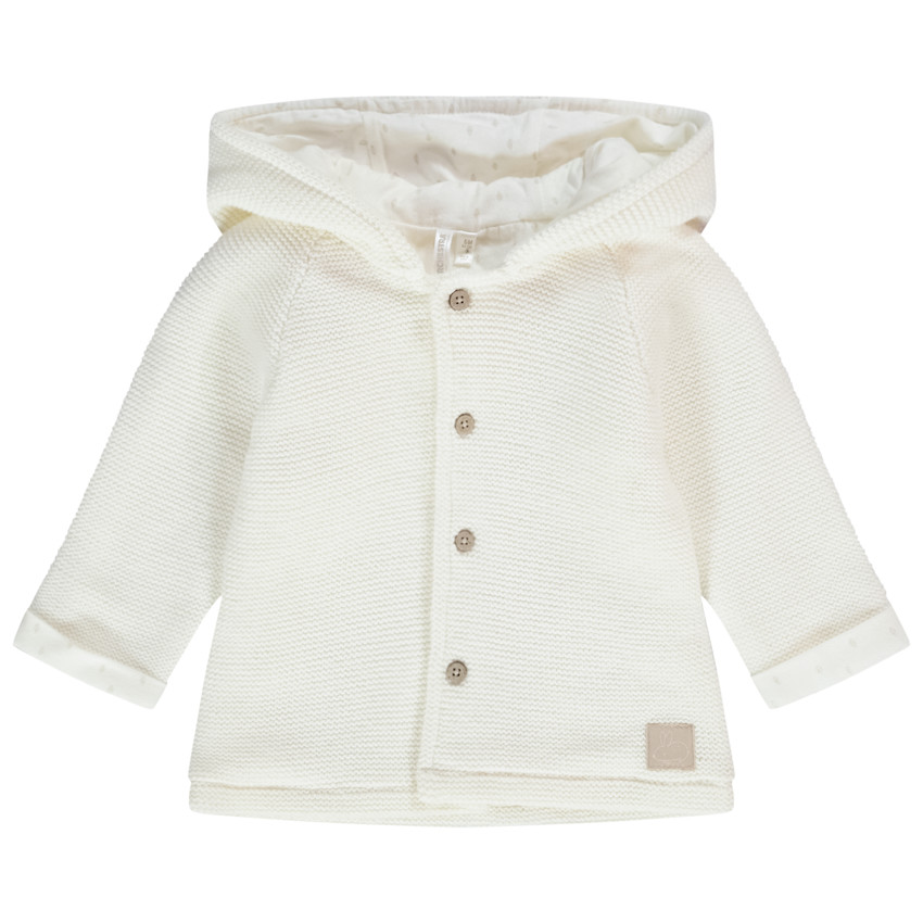 Veste à capuche en tricot point mousse pour bébé 