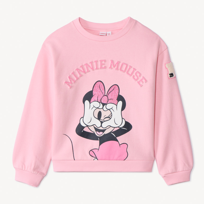 Sweat rose en molleton gratté Minnie Disney pour fille  