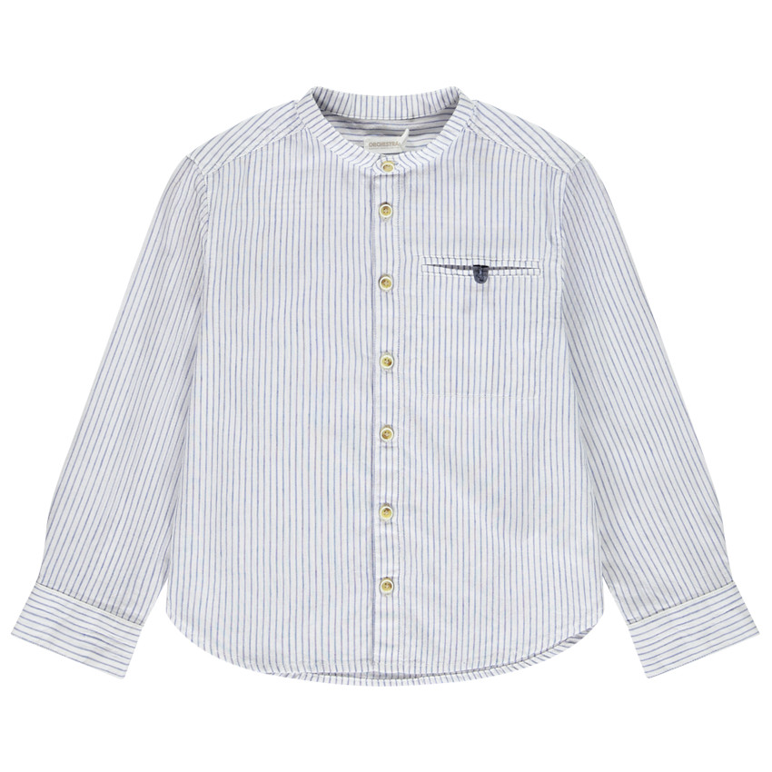 Chemise manches longues rayée à col mao pour garçon 