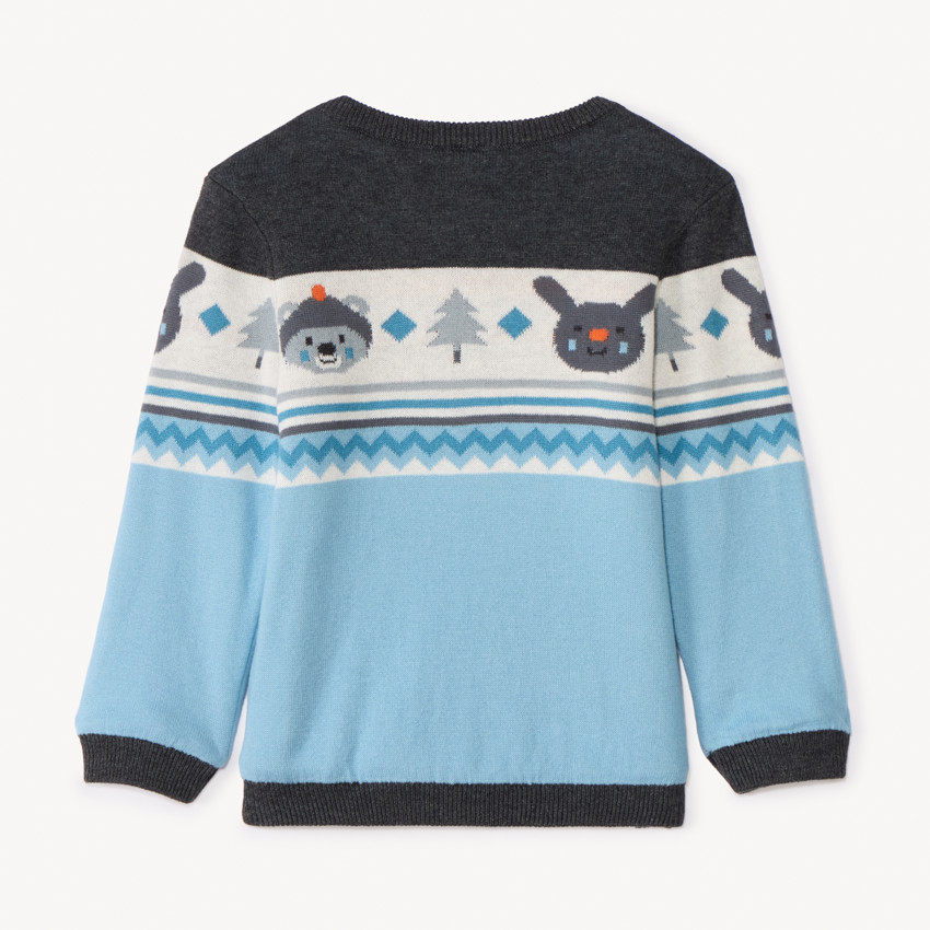 Gebreide velours gevoerde jacquard trui voor babyjongen 