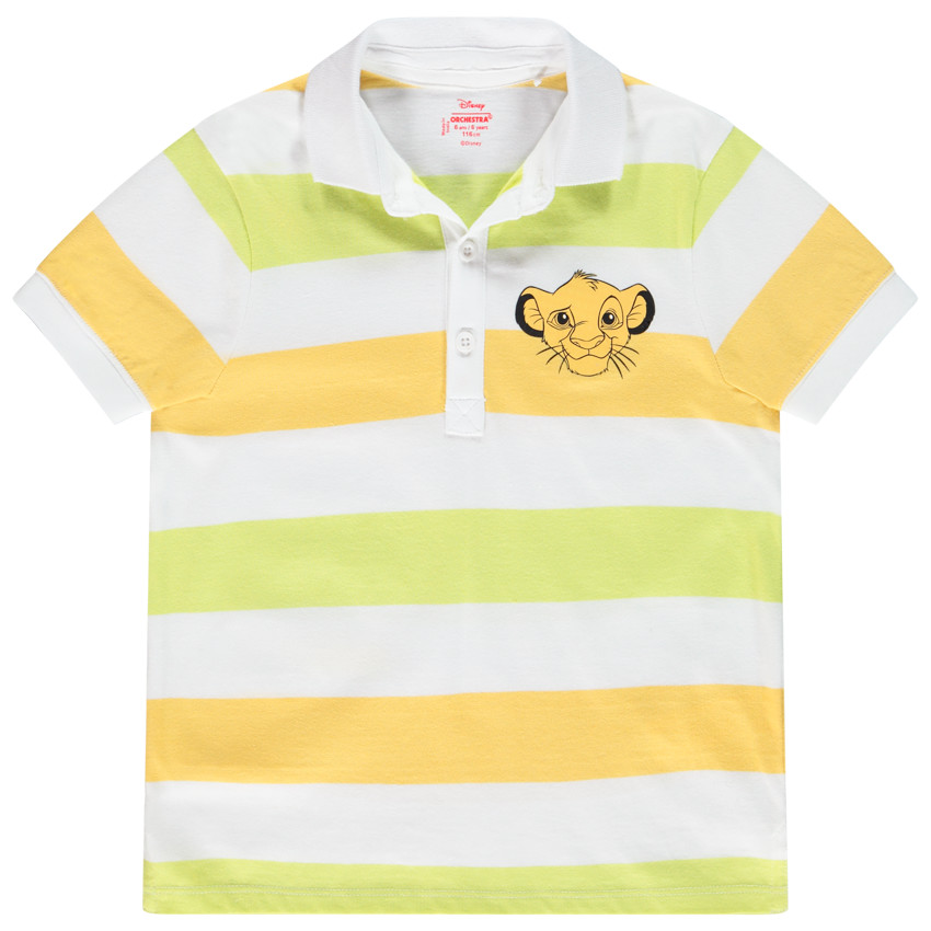 Polo manches courtes larges rayures print Le Roi Lion Disney pour garçon 