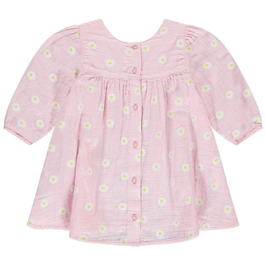 Robe manches longues imprimé marguerites pour bébé fille 