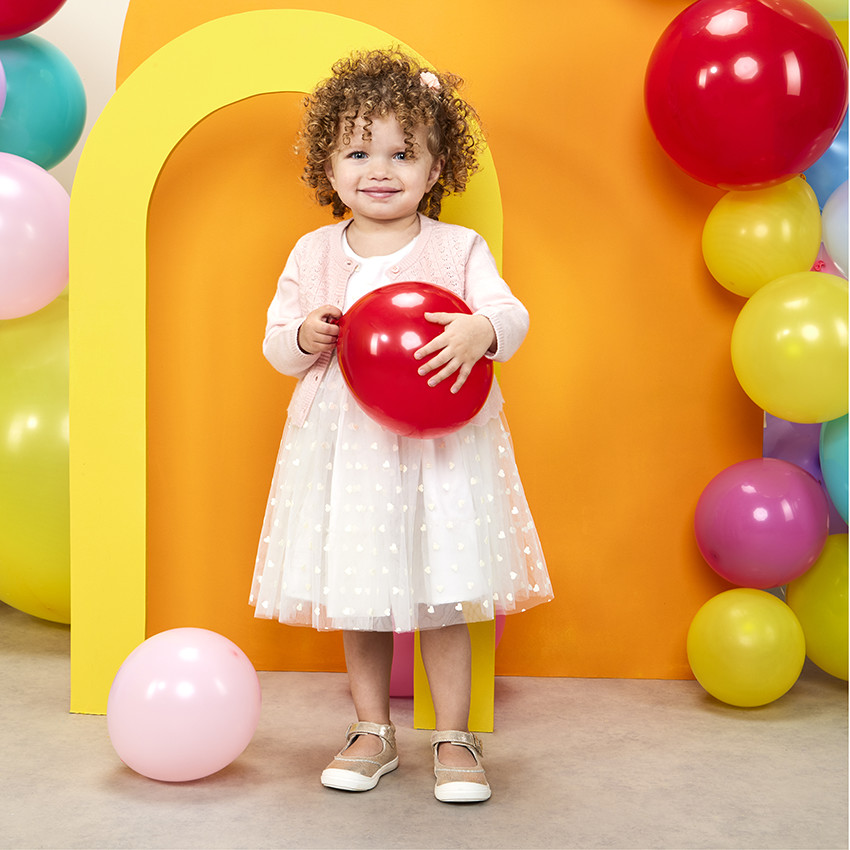 Ceremoniejurk in tule met glinsterende harten voor meisjes 