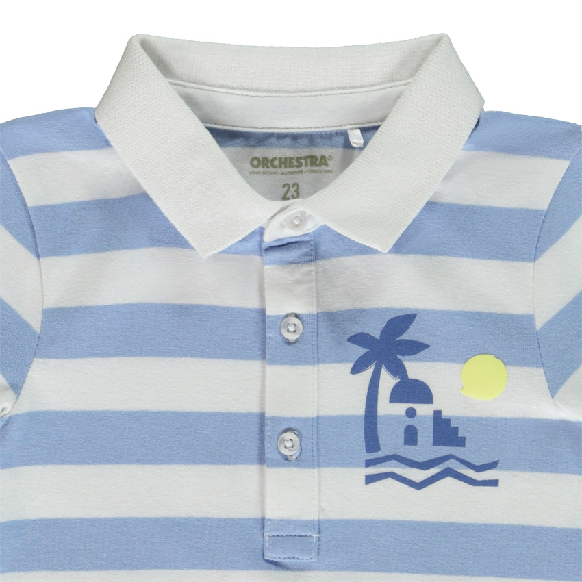Poloshirt met korte mouwen, gestreept, arty print voor babyjongen 