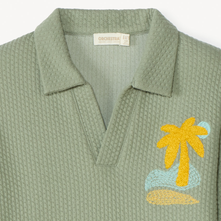 Sweatshirt met plissé-effect en polo-kraag jongens 