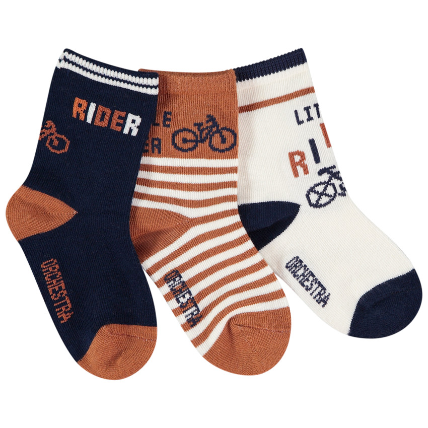 Lot de 3 paires de chaussettes imprimé fantaisie pour bébé garçon 