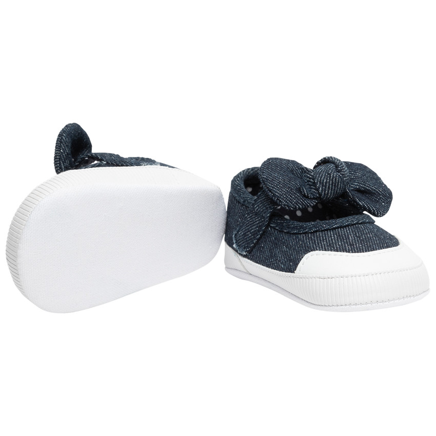 Toiles effet jeans à scratch et noeud pour bébé fille 