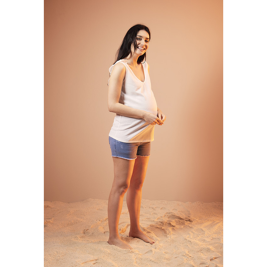 Débardeur volanté en broderie anglaise pour femme 