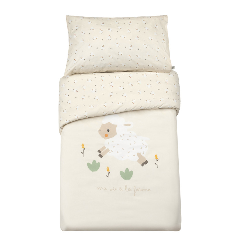 Housse de couette avec taie d'oreiller 60 x 120 cm La Vie à la Ferme 