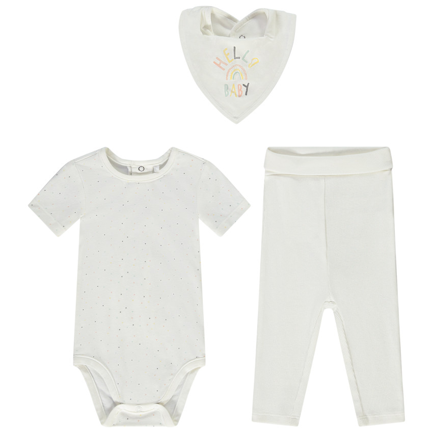Set van 3 stuks body met bandana slabbetje voor baby 