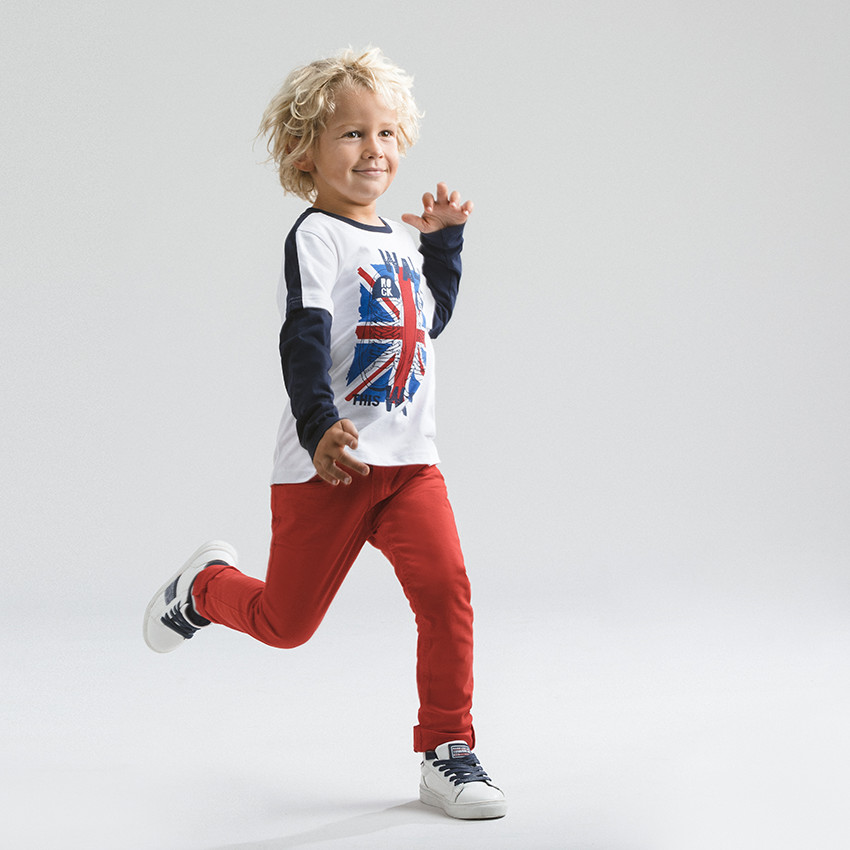 Slimme twill broek met crinkle-effect voor jongens 
