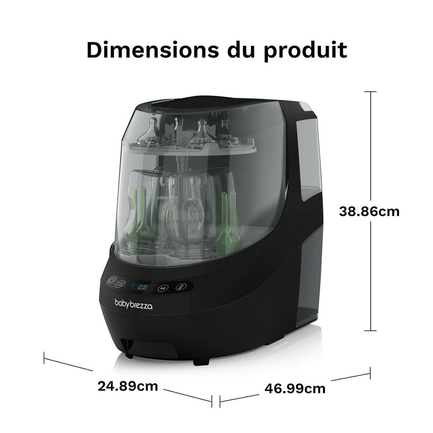 Lave-biberon électrique Pro  -Lave- Stérilise & Sèche All Black Noir 