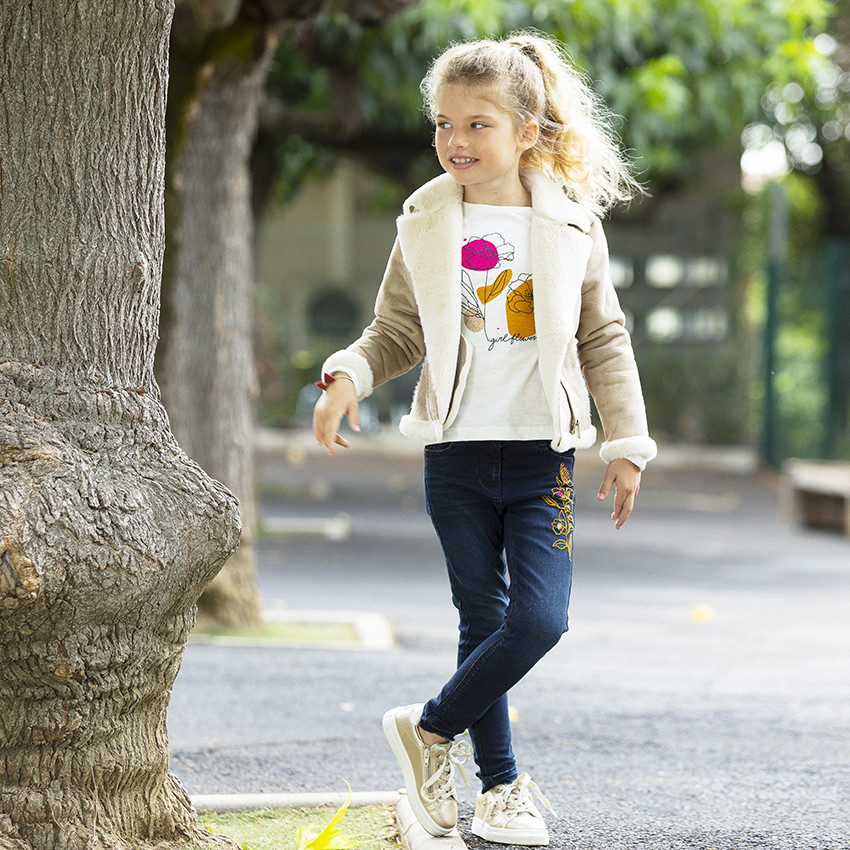 Slim jeans met geborduurde bloemen voor meisjes 
