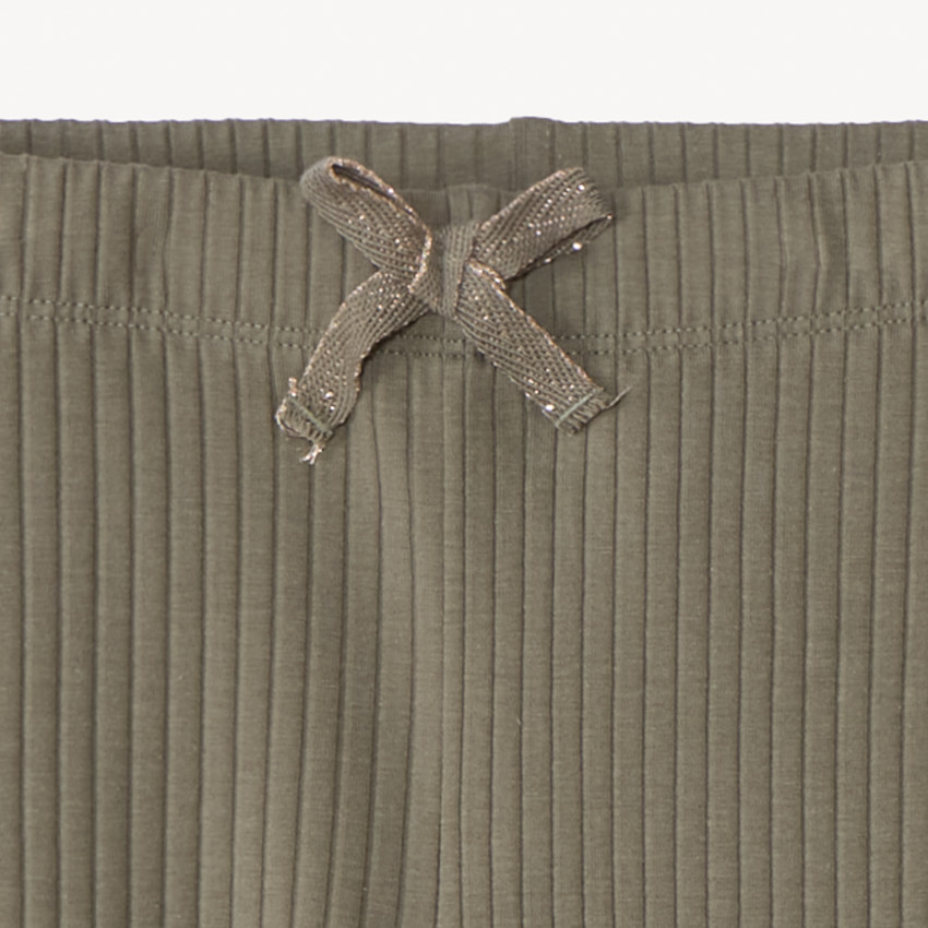 Caleçon long uni en maille côtelé avec nœud pour fille 