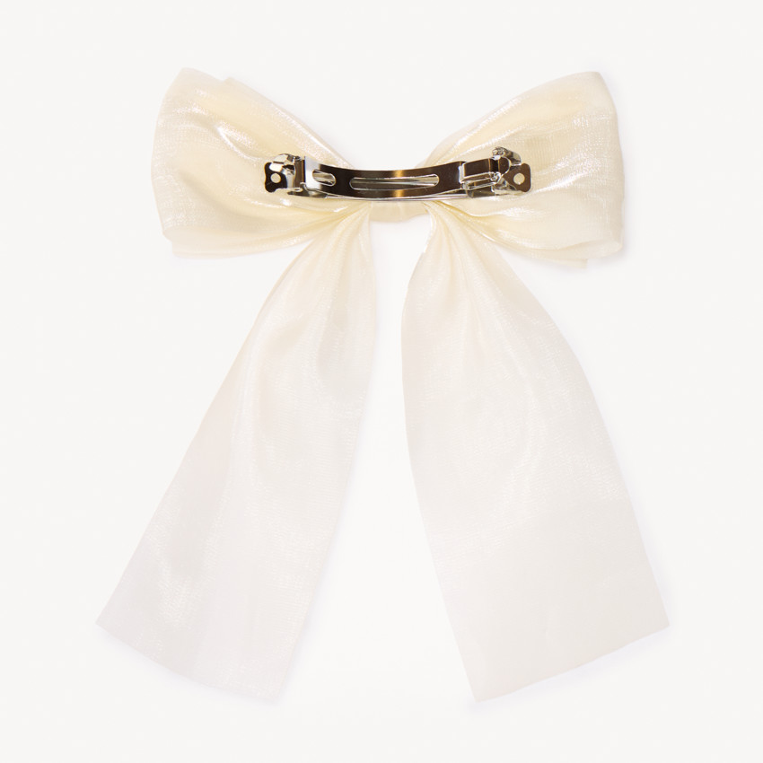 Barrette à gros nœud en organza pour fille 