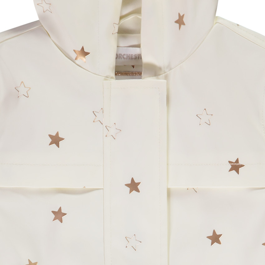 Parka met capuchon, gevoerd met jersey en sterrenprint voor meisjes 