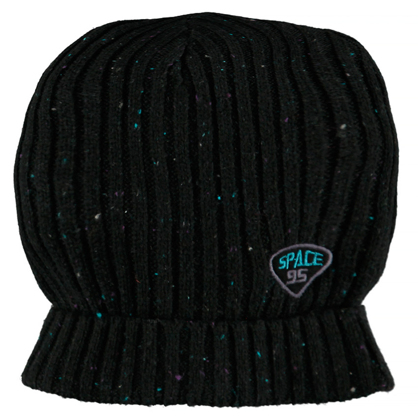 Bonnet noir en tricot aspect neps 