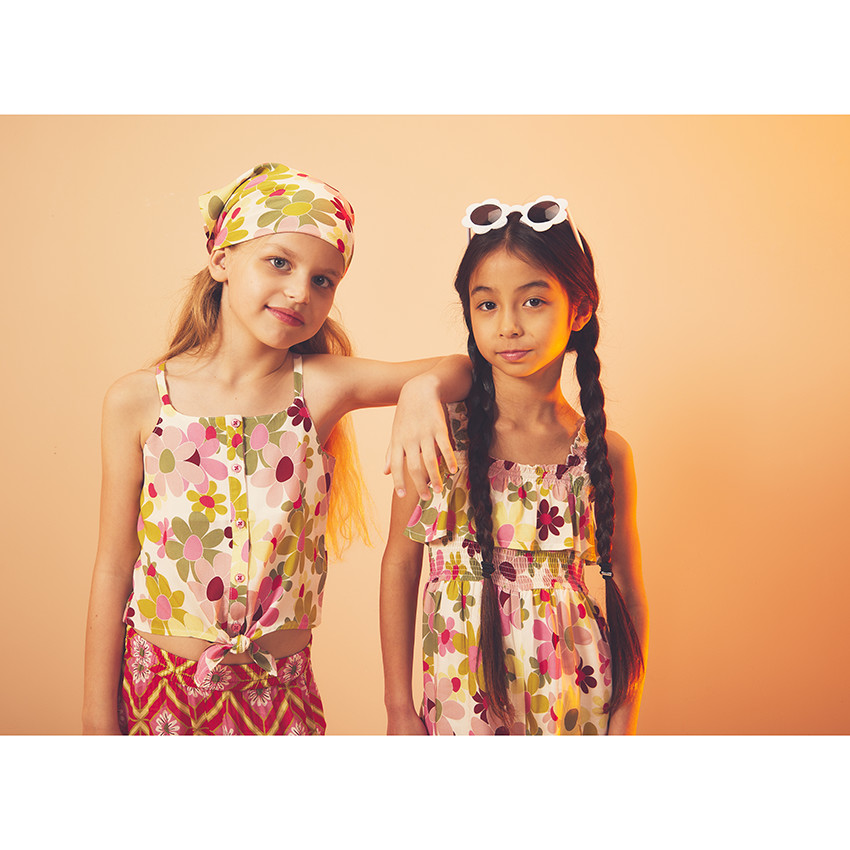 Top met knoopeffect en bloemenprint voor meisjes 