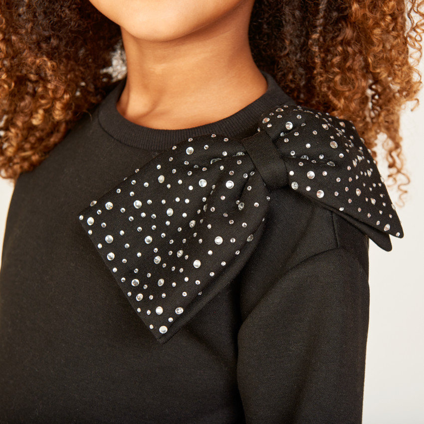 Sweatshirt met grote strass strik voor meisjes 