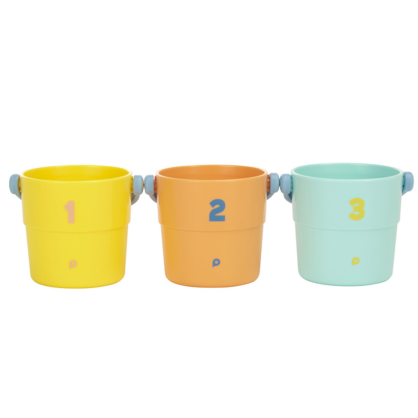 Lot de 3 sceaux de bain perforés à empiler 