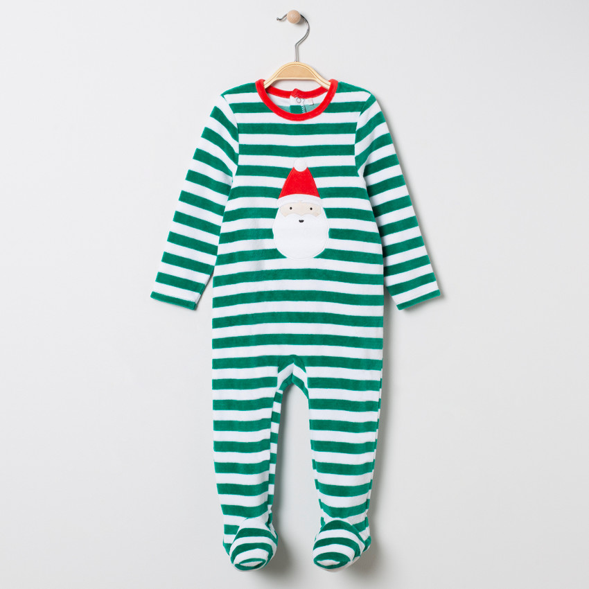 Dors-bien en velours motif père Noël pour bébé garçon 