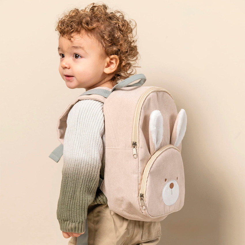 Sac à dos velours Lapidou 28cm Lapin Sable 