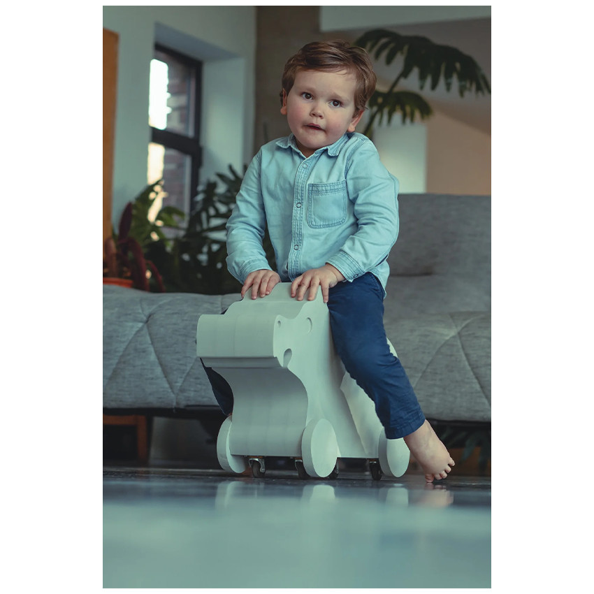 Nijlpaard in schuim met wielen 360° Koud Grijs 