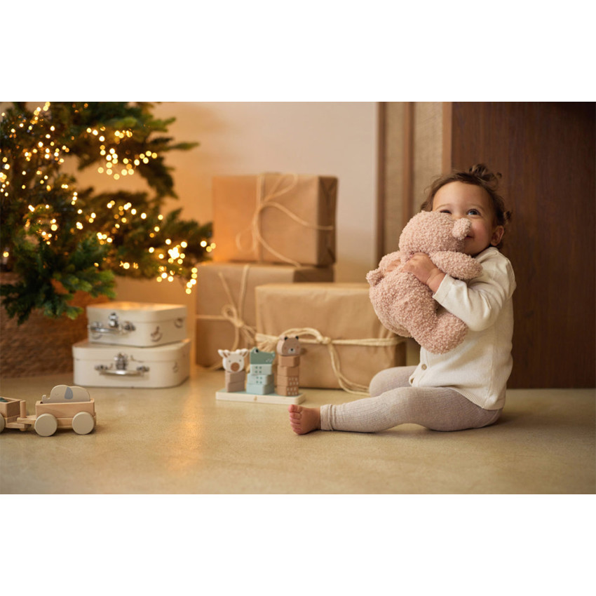 Pluche Beer in boucletten Teddy in wildroze 