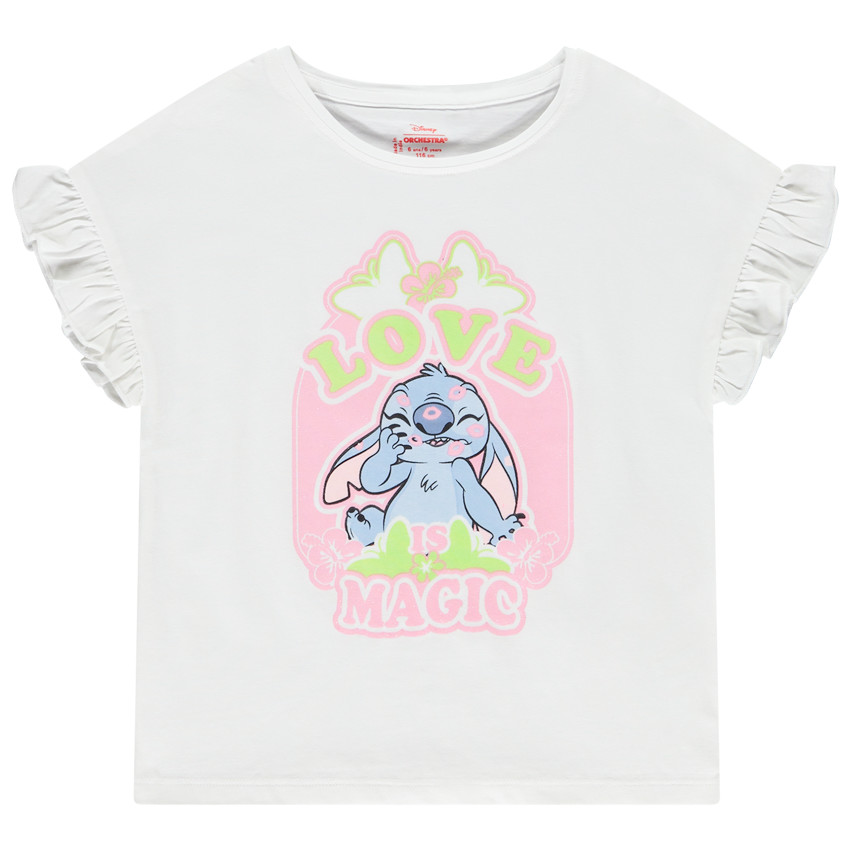 T-shirt manches courtes volantées Stitch Disney pour fille 